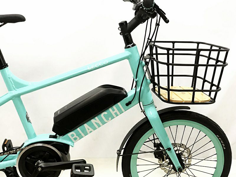 超美品 ビアンキ BIANCHI レッコE LECCO-E LECCO専用前カゴ付属 2020年モデル 電動アシスト自転車 43サイズ チェレステ