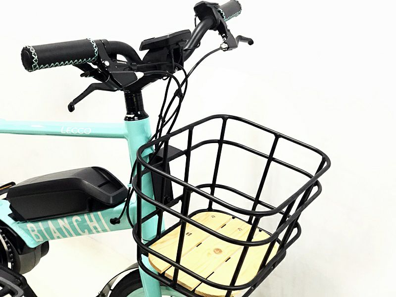 超美品 ビアンキ BIANCHI レッコE LECCO-E LECCO専用前カゴ付属 2020年モデル 電動アシスト自転車 43サイズ チェレステ