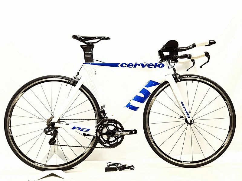 ○サーヴェロ CERVELO P2 ULTEGRA 電動Di2 カスタム 2014年モデル TT トライアスロン カーボン ロードバイク 51サイズ  ホワイト