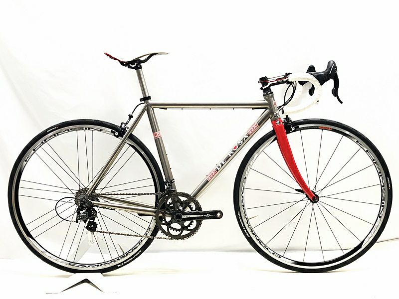 美品 デローザ DE ROSA チタニオ 3/2.5 TITANIO 3/2.5 SUPER RECORD ロードバイク 49サイズ チタン/レッド 〇