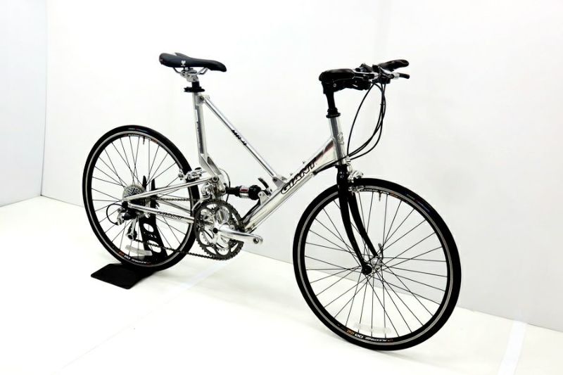 ジャイアント GIANT MR4F 2007年モデル アルミ 折りたたみ自転車 バイク 24インチ C-T500mm 2×8速  シルバー（サイクルパラダイス山口より配送)