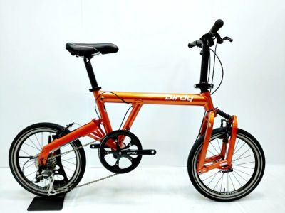 ▽▽バーディー BIRDY CLASSIC アルミ 年式不明 フォールディングバイク 折り畳み自転車 18インチ 8速 オレンジ （サイクルパラダイス福岡より配送）