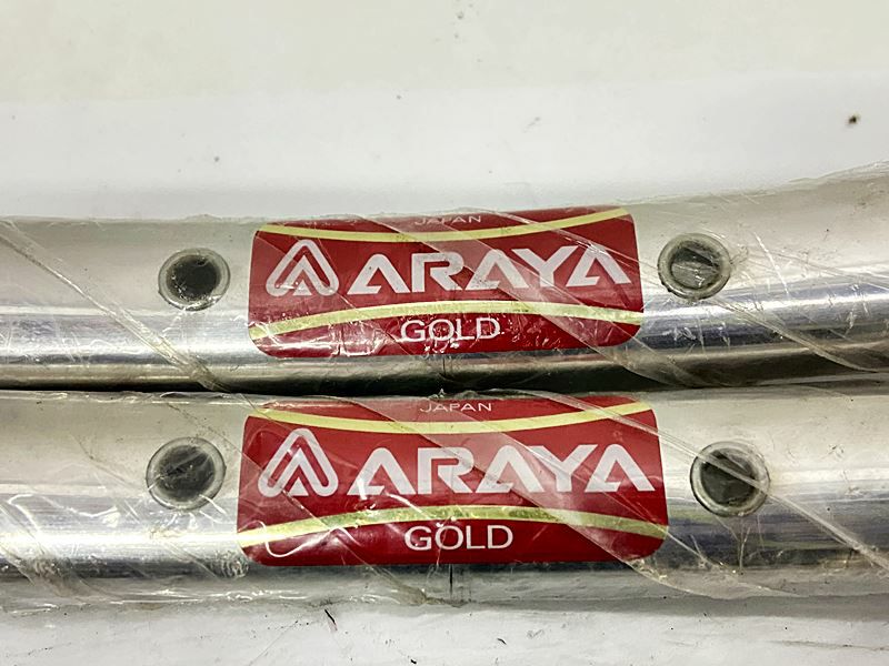 未走行品 アラヤ ARAYA ゴールド GOLD NJS刻印あり リム2本