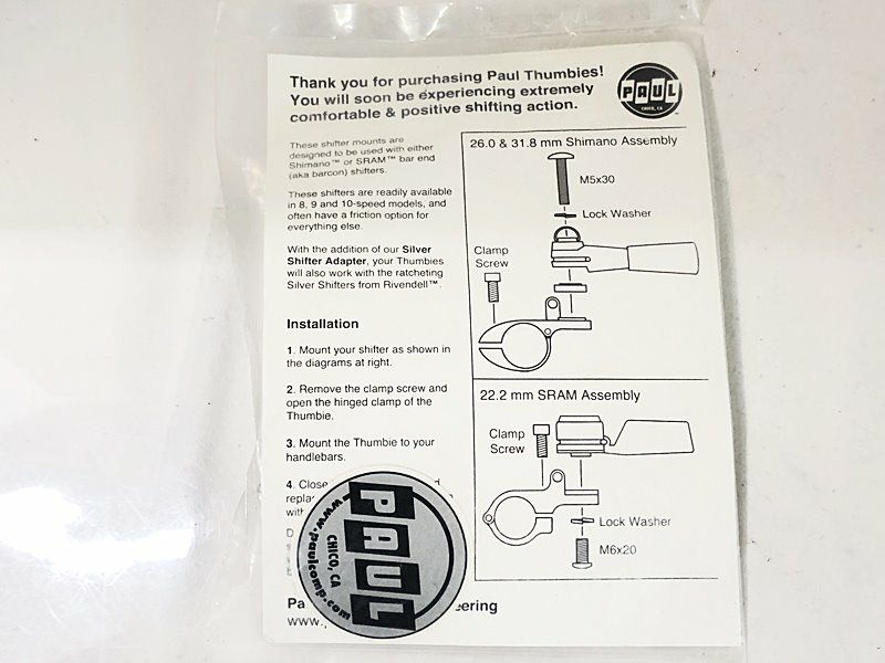 未使用品 ポール PAUL COMPONENTS サミー シマノ 左のみ THUMBIES